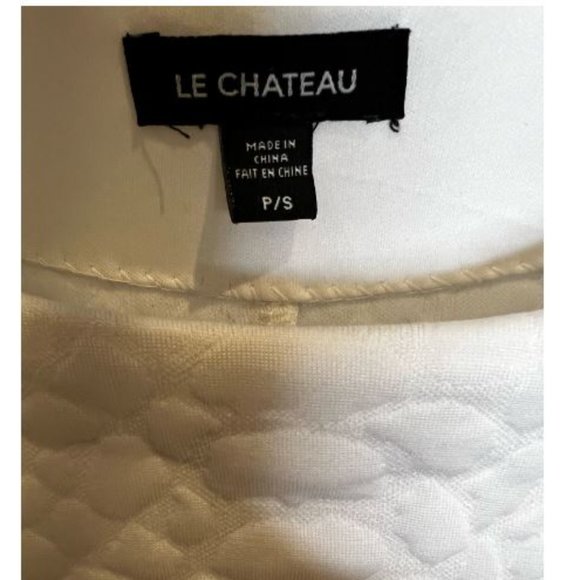Le Chateau Womens Quailed Sheath Dress 3/4 Sleeve Front Pockets Size S White - Picture 5 of 5